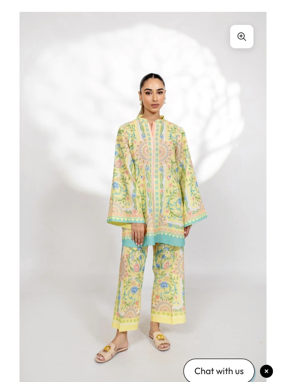 PETRA  Floral Printed Wide-Leg Pants & Tunic Set - Yellow